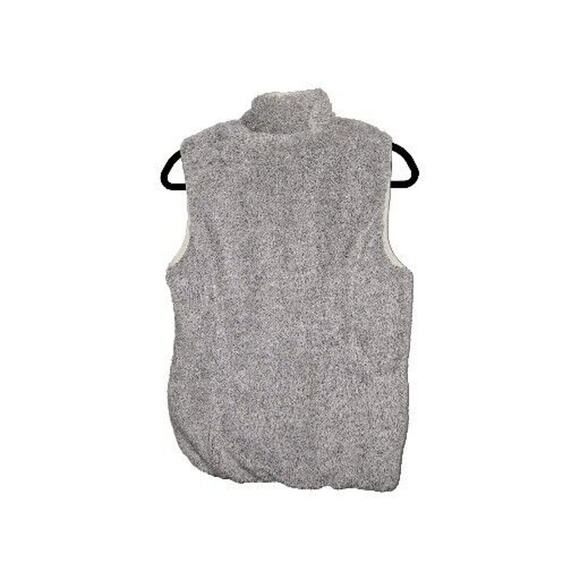 Free Country Womens Size SMALL White Reversible Puffer Quilted Gray Fur Zip Vest - Picture 6 of 6